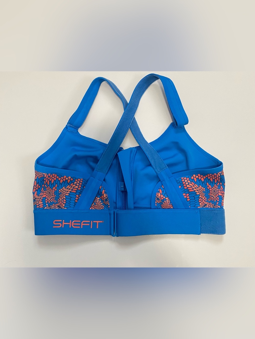 SHEFIT Flex Sports Bra Blue Size 1 Luxe Zip Front Adjustable Stretchy Activewear - Picture 2 of 5